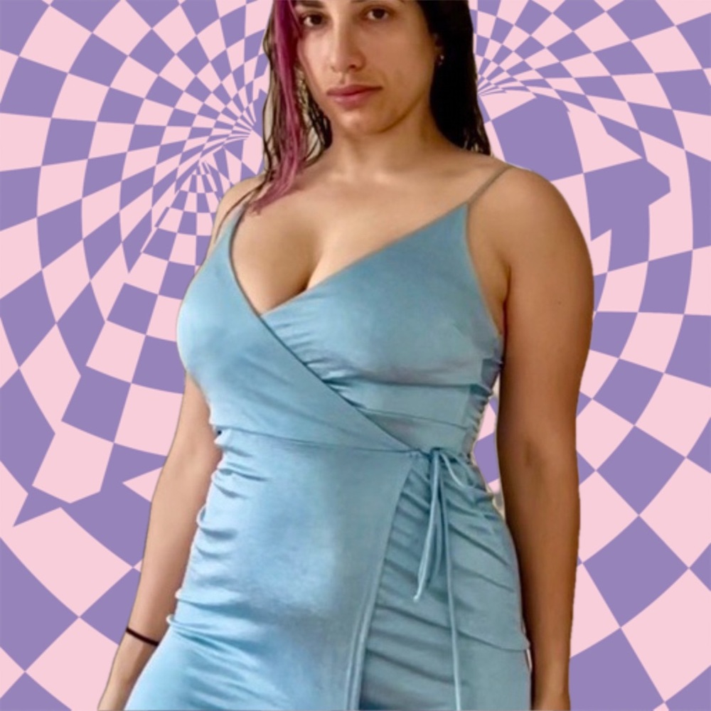 Wrap maxi dress— in powder blue color